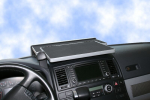 Mittelablage VW T5 Multivan Comfortline mit Staufachklappe - Schwarz/Alu-Design